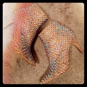 Crystal studded ankle boots
